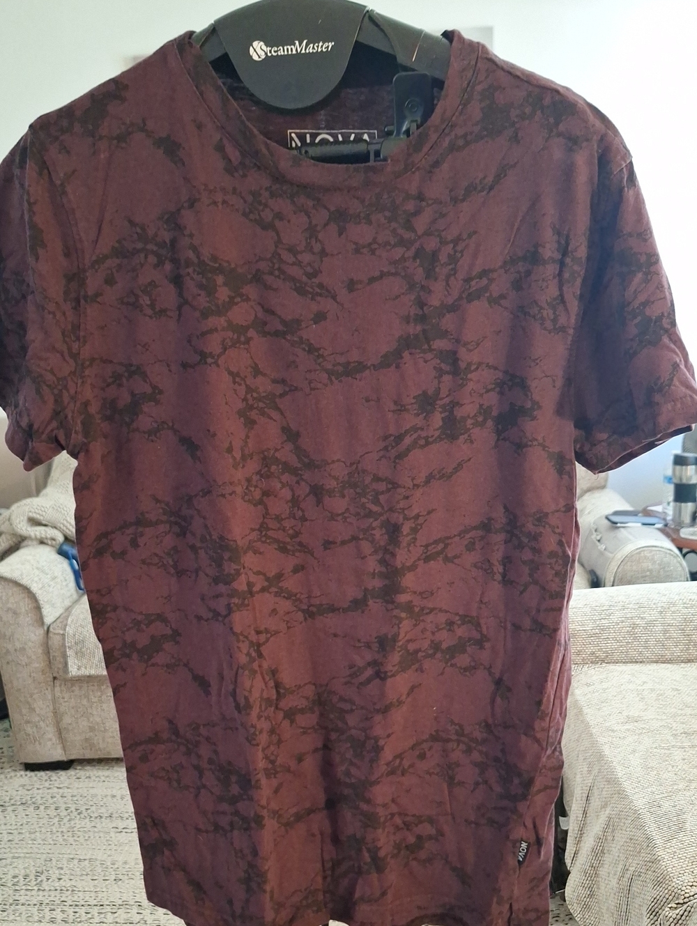 Men's Maroon Short Sleeve Tie-Dye Crew T-Shirt